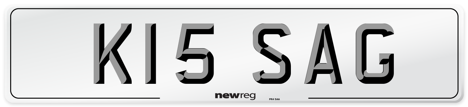 K15 SAG Number Plate from New Reg